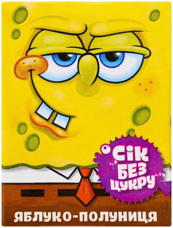 Сік яблучно-полуничний відновлений з м'якоттю Sponge Bob 200мл